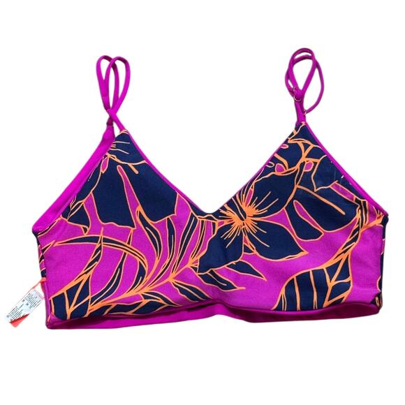 NWOT! Maaji Hibiscus Pink Reversible Bralette Bikini Top  L - Picture 7 of 10
